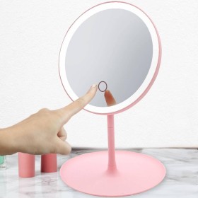 LED makeup mirror touch dimmer 1-100% 3.6W pink USB charging