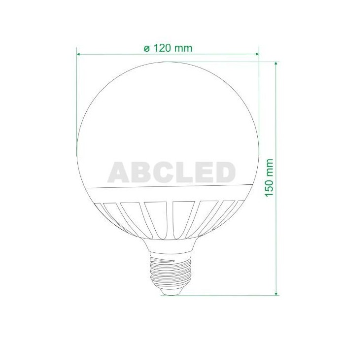Abcled.ee - LED лампочка E27 G120 3000K 17W 1350LM